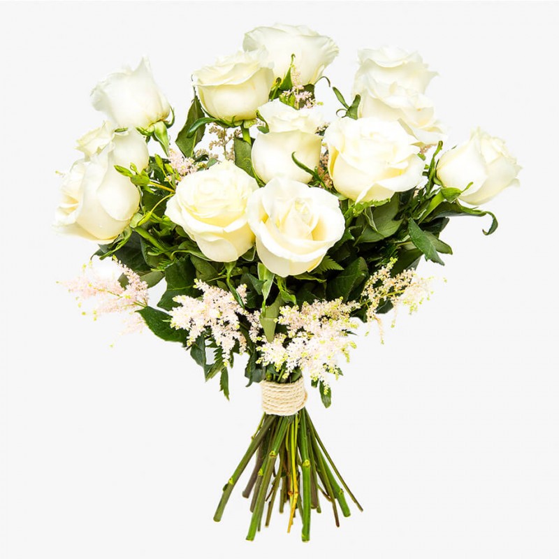 Florencia - Ramo de 12 rosas blancas - Envío 24h - Flores a domicilio