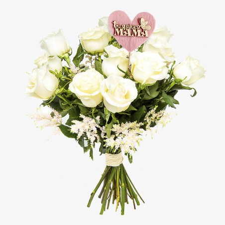 12 rosas blancas especial mamá
