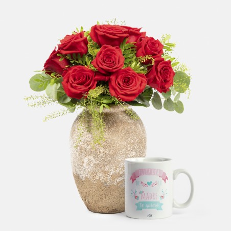 Pack 12 rosas con taza...