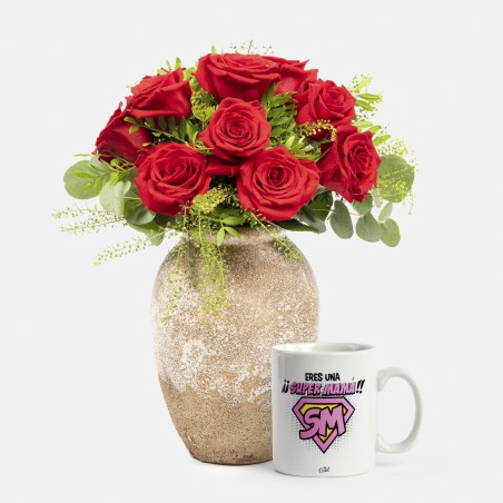 Pack 12 rosas con taza...