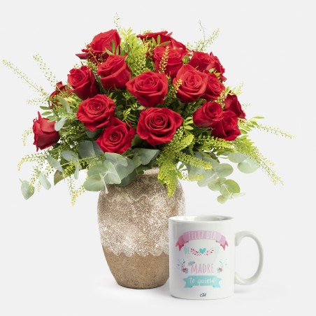 Pack 24 rosas con taza...