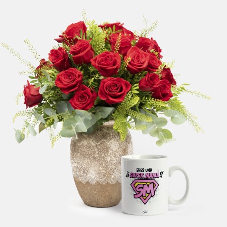 Pack 24 rosas con taza...