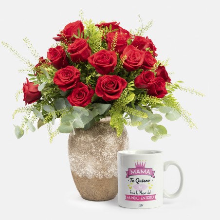 Pack 24 rosas con taza...