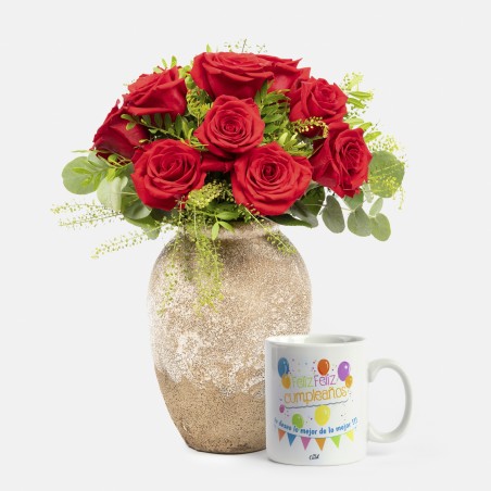 Pack 24 rosas con taza...