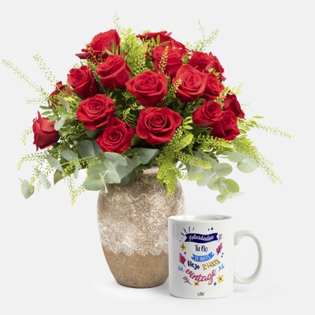 Pack 24 rosas con taza...