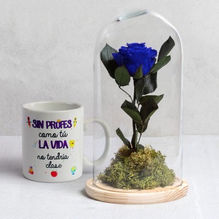 Rosa eterna azul + taza sin...