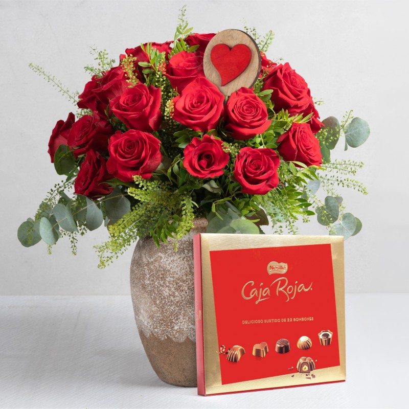 22 Rosas rosa eternas en caja forma corazón - Regalo Enamorados original