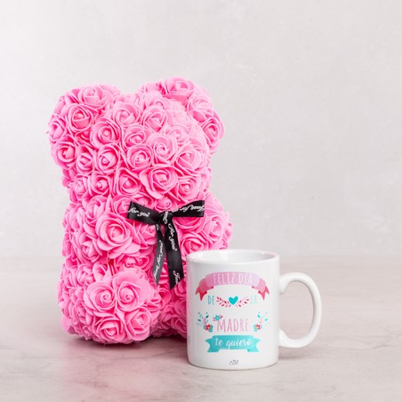 Osito Rosas Rosa + Taza...